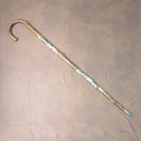 復古歐洲之旅彎柄旅遊手杖棕色桿 92 厘米